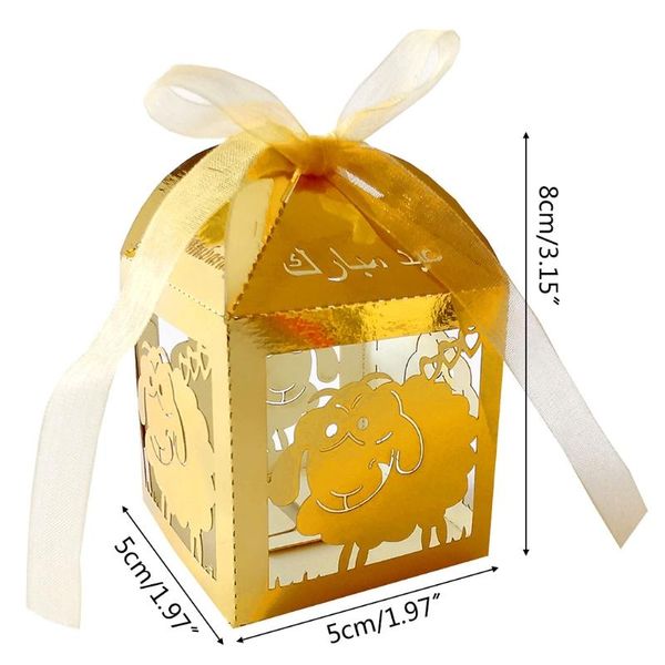 

100pcs sheep eid ramadan mubarak decoration paper hollow cut candy box storage m68e