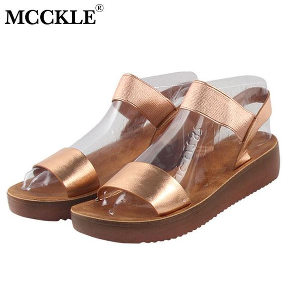 

sandals mcckle women casual ladies rome summer shoes platform wedges slip on pu comfort fashion woman footwear 2021, Black