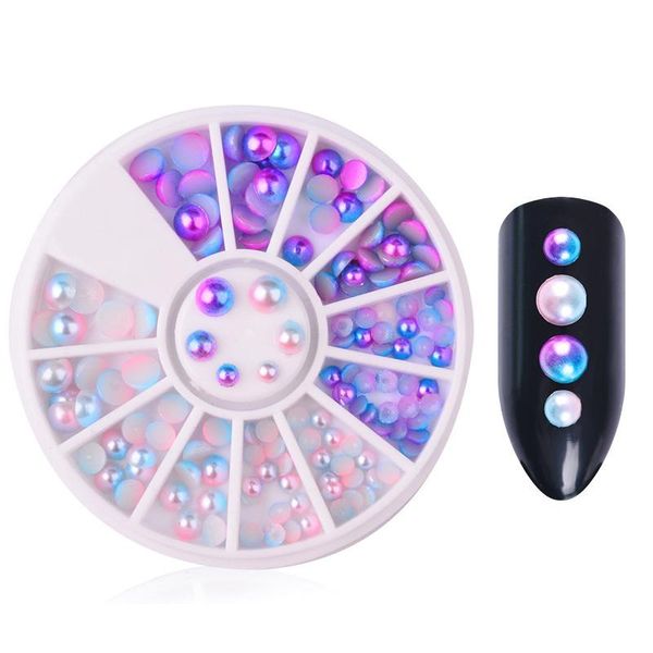 

nail art decorations mix size pearl 3d rhinestone decoration 1 wheel flatback crystal magic design mermaid gradient symphony charms beads, Silver;gold