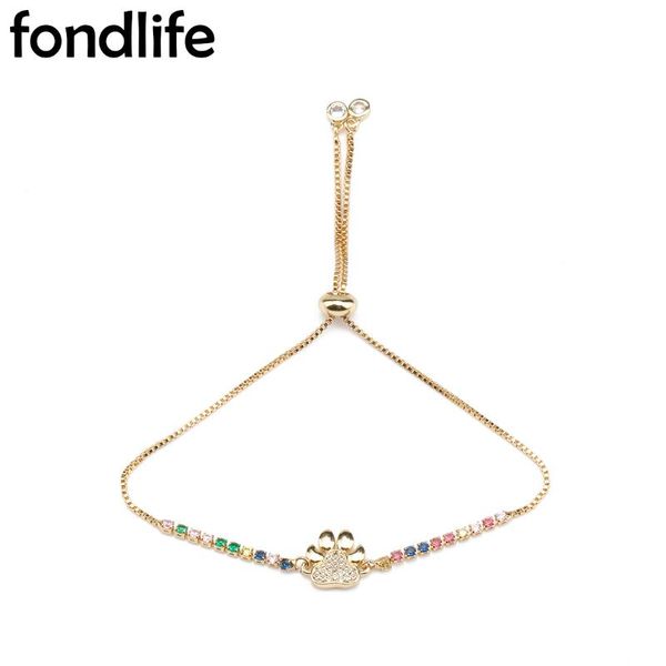 

charm bracelets cubic zirconia stones gold-plated dog bracelet lady cute animal gift adjustable chic red string pawprint simple jewe, Golden;silver