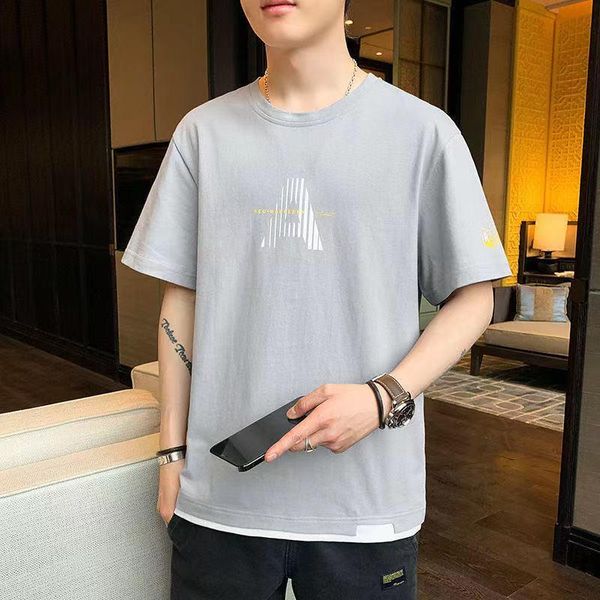 

men's t-shirts short sleeve pure cotton t-shirt ins summer student youth trend loose round neck men, White;black