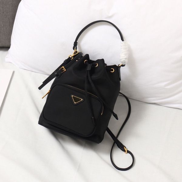 

mini bucket bag handbags bag string fashionable solid-color leather drawstring satchel good quality removable shoulder strap