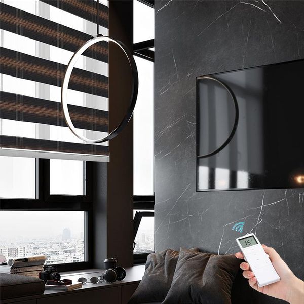 

blinds ombre automatic motorized zebra blackout electric roller shade with lithium battery motor for windows bathroom