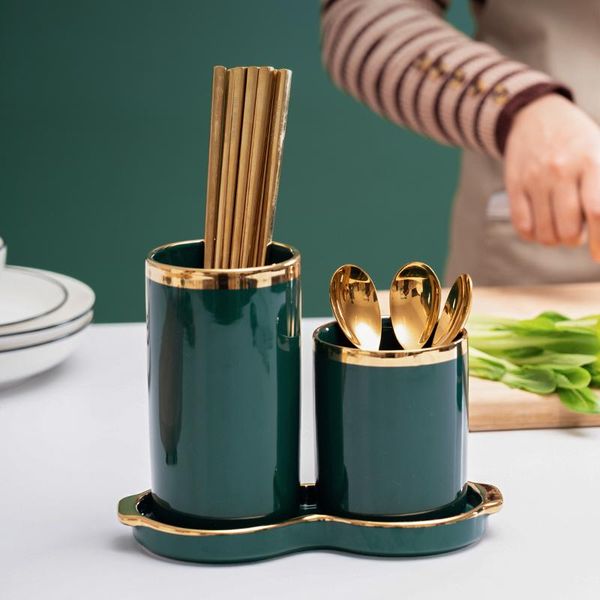 

storage bottles & jars nordic kitchen chopstick holder ceramic cage household spoon fork rack student stationery pen barrel