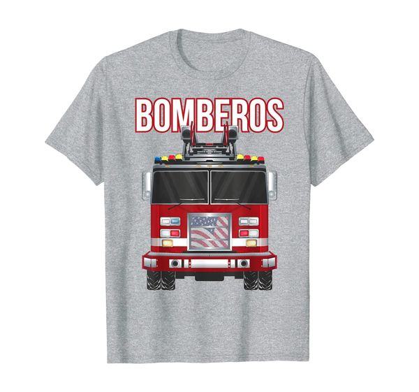 

american bomberos fire rescue firefighter department truck t-shirt, White;black