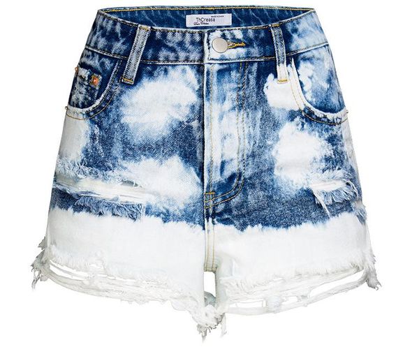

summer women's short jeans 2021 blue tie dye washed boyfriend denim shorts lady streetwear ripped wide leg cowboy vintage pants