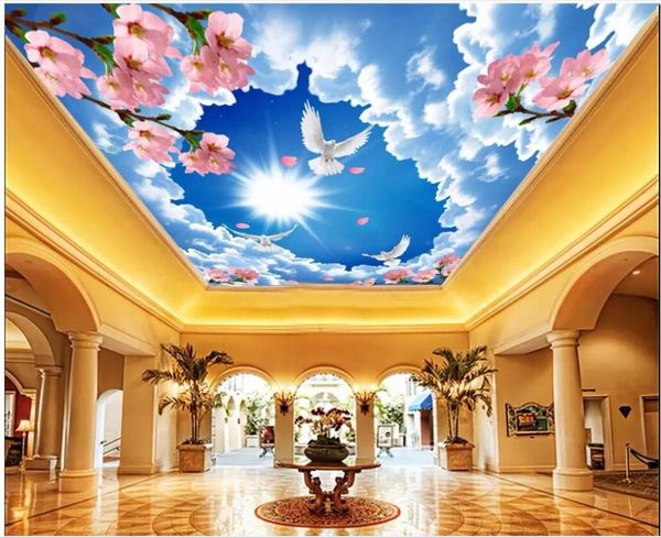 

wallpapers custom po 3d ceiling mural wallpaper sky white peach butterfly home improvement living room wall murals for 3 d