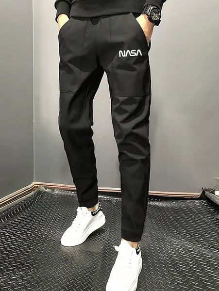 

men letter graphic slant pocket pants n1ei#, Black
