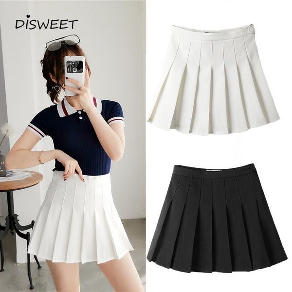 

skirts harajuku pleated skirt summer high waist mini women's fashion slim casual tennis school vacation, Black