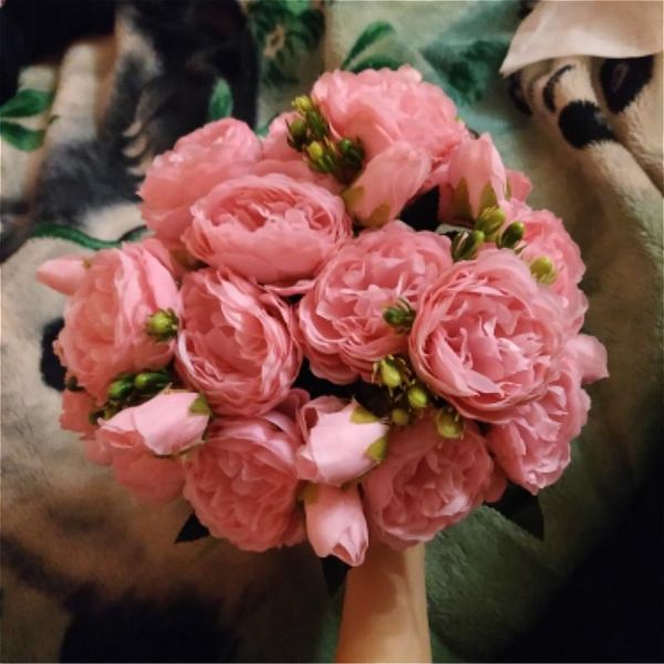 

decorative flowers & wreaths 30cm artificial rose peony silk bouquet 5 big head 4 bud fake for home party spring wedding decoration