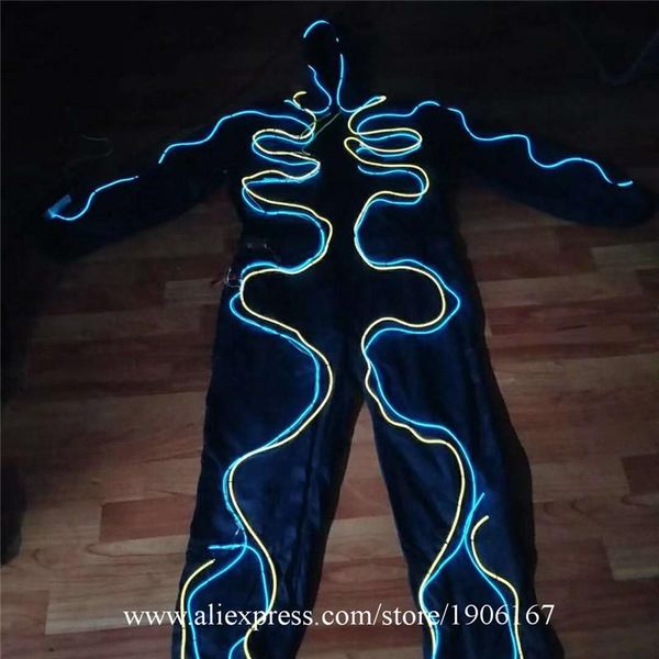 

party decoration luminated el wire light robot suit dj ds luminous ballroom costume dance stage performance clothing nightclub glow outfit