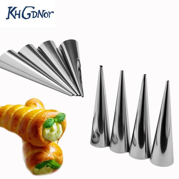

baking & pastry tools khgdnor 8pcs/set stainless steel cream horn moulds bread croissant mold conical tube cone molds