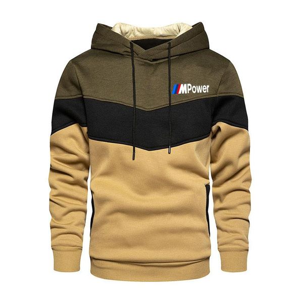 

men's hoodies & sweatshirts patchwork hooded sweatshirt clothing casual loose fleece warm streetwear male fashion autumn winter outwear, Black