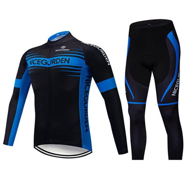 

racing sets cycling suit team men's long-sleeved sportswear spring and autumn professional jersey men, Black;blue