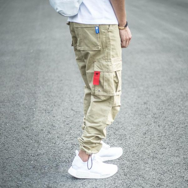

men's jeans streetwear fashion men loose fit multi pockets casual cargo pants drawstring designer hip hop joggers wide leg trousers, Blue