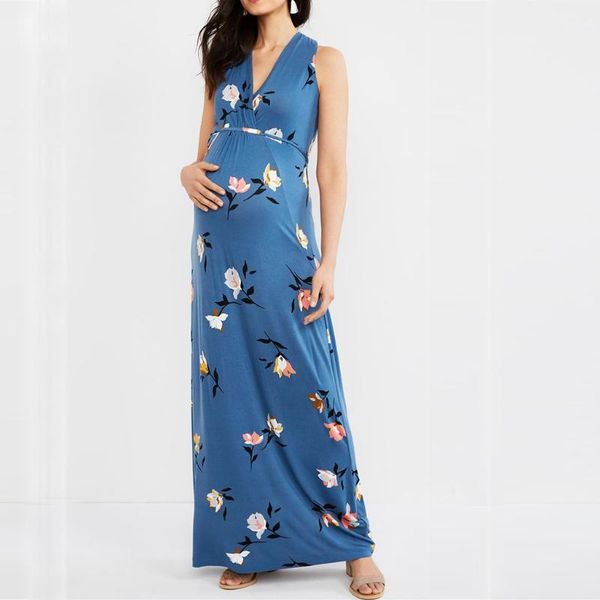 

maternity dresses women dress sleeveless pregnancy floral print sundress casual vestidos femininos robe femme ete 2021 ropa mujer, White