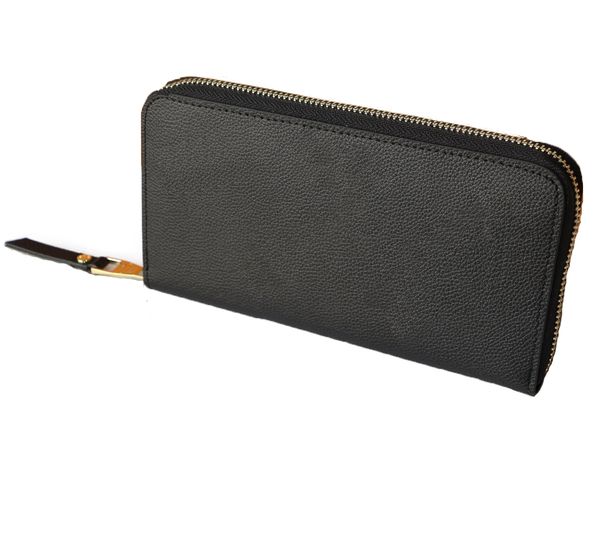 

embossed silk screen zipper coin purse genuine leather wallet fashion long black flowers brown check credit card multi function white grid z, Red;black