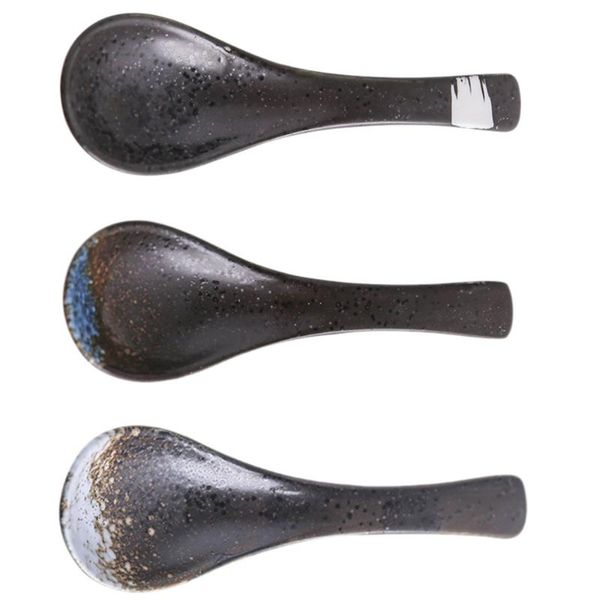 

3pcs creative cermaic soup spoons japanese ceramic rice spoons (assorted color)