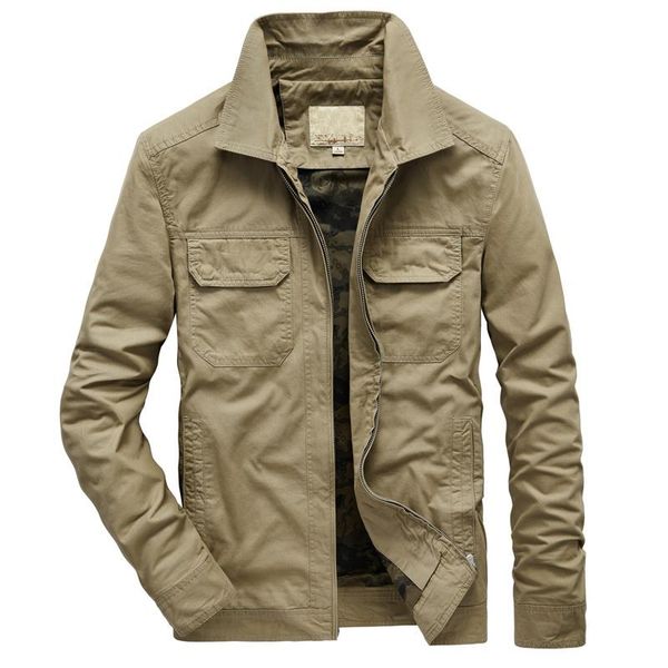 

men's jackets 2021jacket spring and autumn casual young middle-aged loose large cotton multi pocket lapel work jacket, Black;brown