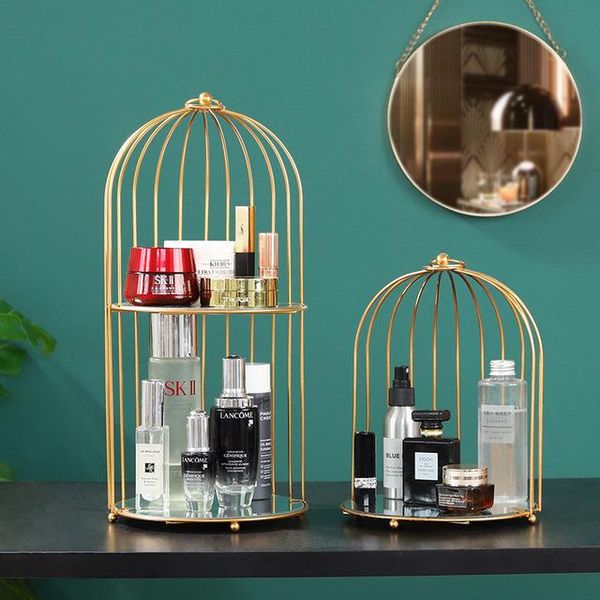 

nordic simple iron birdcage rack creative home bedroom deskcosmetic storage rack storage shelf decorative