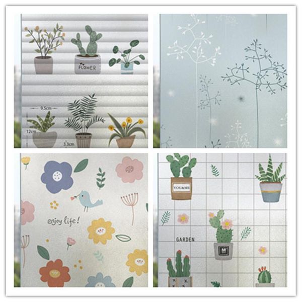 

window stickers plant flower pattern electrostatic frosted material living room bedroom garden bathroom glass door sunscreen privacy film