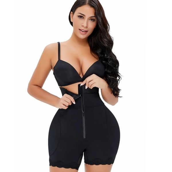

women's shapers full buttock and hip pad body shaper reductive girdles slimming underwear post liposuction shapewear bodysuit for women, Black;white