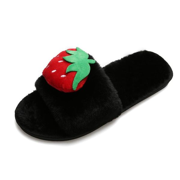 

slippers ladies autumn and winter plush home indoor shoes warm, Black
