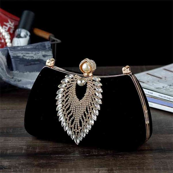 

new style pneumatic drill button inlaid with diamond velvet cloth banquet hanfu qipao tuxedo inclined cross bag