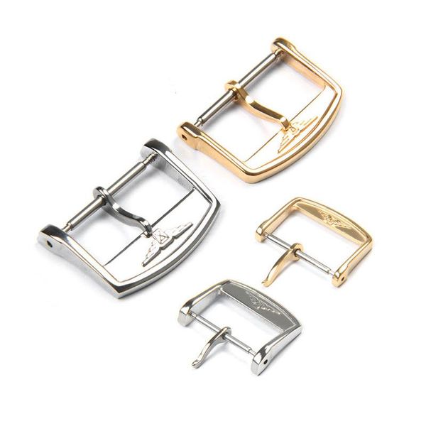

watch bands 5pcs/lot metal buckle 14mm 16mm 18mmmen watchband strap silver rose gold brushed 316l stainless steel clasp accessories, Black;brown