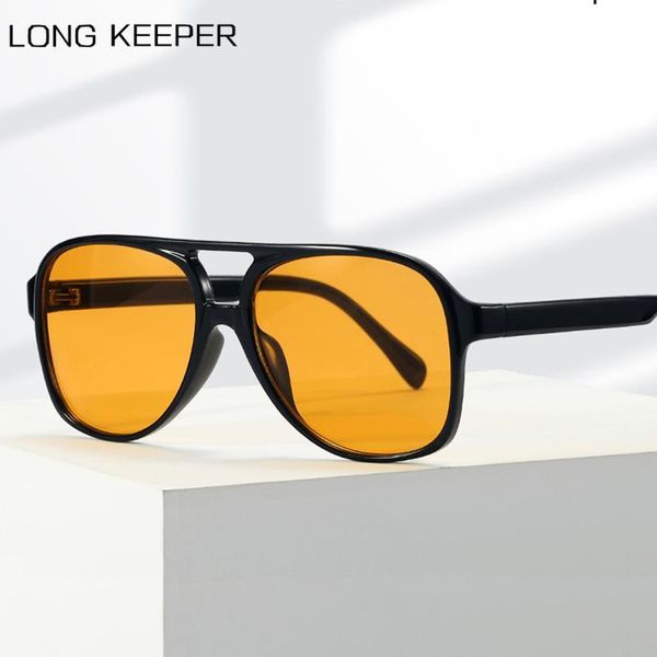 

sunglasses vintage pilot for men women oversized anti-glare driver retro sun glasses male yellow lens driving, White;black