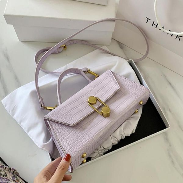 

crocodile pattern small female tote bag 2021 new high-quality pu leather women's designer handbag lock shoulder messenger bag
