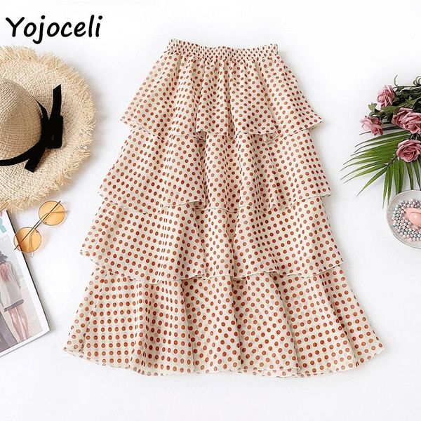 

skirts yojoceli bohemian beach multi layer skirt women 2021 summer cake bottom female print, Black