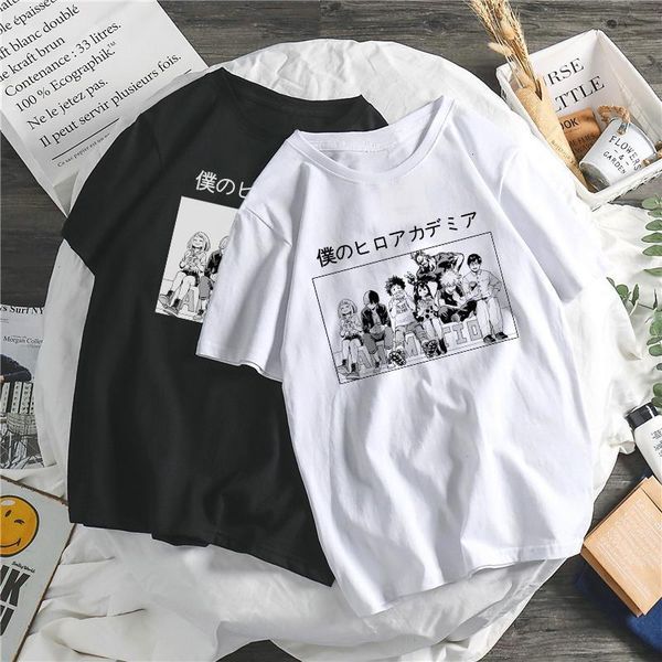 

anime boku no hero academia cute cartoon print women t-shirt my hero academia school fun costume harajuku japan casual tee, White