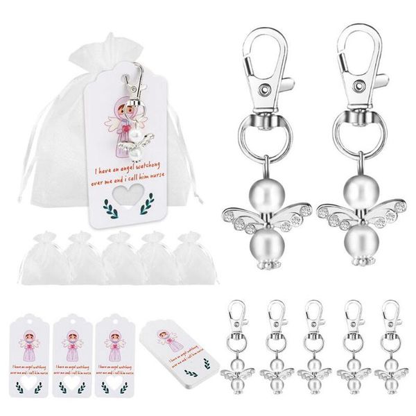 

hooks & rails 60 pieces angel design keychain favors set include pearl keychains white organza gift bags and tags 's day