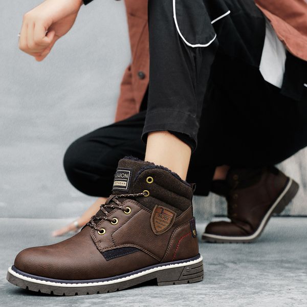 

454647 yards manufacturers autumn and winter new mens cotton shoes trend casual martin boots fashionable warm cotton shoes mens spot, Black