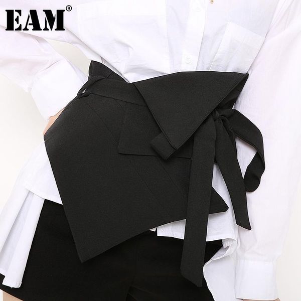 

belts [eam] black irregular fold bandage long wide belt personality women fashion tide all-match spring autumn 2021 1a778011, Black;brown