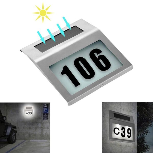 

solar lamps powered led light sign house el door address plaque waterproof number digits plate lamp for home lighting white li