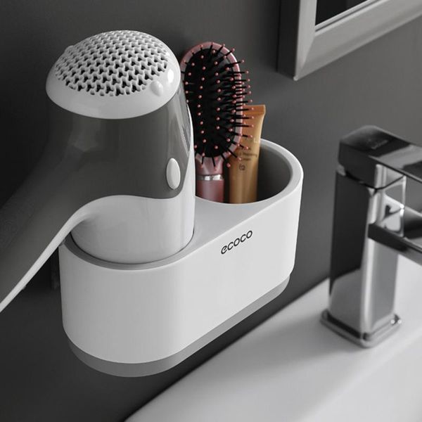 

bath accessory set comb holder storage organizer hair dryer rack self-adhesive wall mounted stand for shampoo bathroom accessories