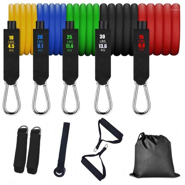 

resistance bands 11pcs/set fitness tube band yoga gym stretch pull rope exercise training expander door anchor with handle ankle strap1