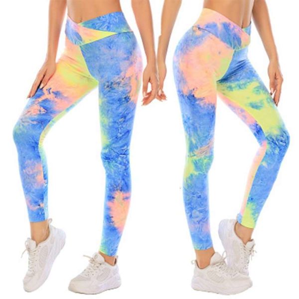 

2021kuqi cross waist tie dyed large casual pants sports fitness hip yoga suit, Gray