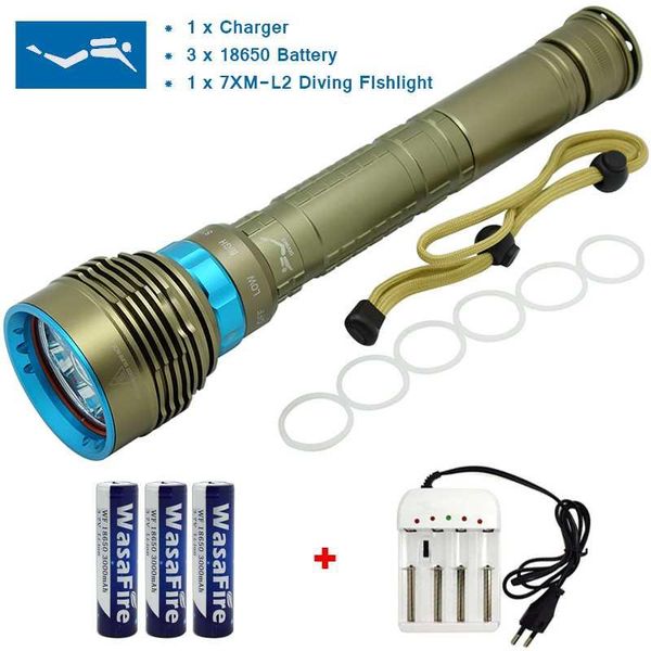 

flashlights torches 15000 lumens diving underwater 100m 7x xm-l l2 led torch waterproof 18650/26650 scuba lanterna powerful dive light