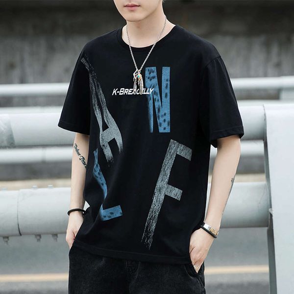 

2021 summer new short sleeve t-shirt men's korean fashion loose half sleeve casual t-shirt fashion brand, White;black