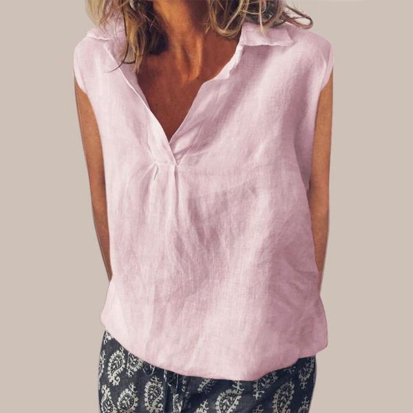 

women's blouses & shirts blouse women loose sleeveless linen daily solid casual shirt womens and autumn woman 2021, White