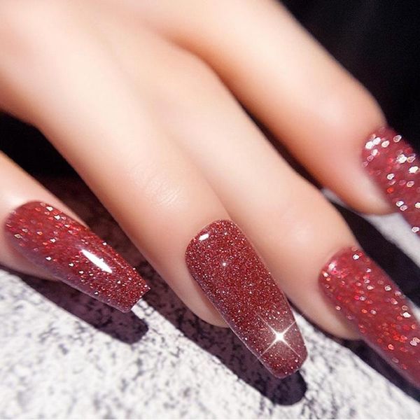 

nail gel 15ml reflective glitter uv polish shiny 9 colors semi permanent varnish acrygel for art beauty, Red;pink