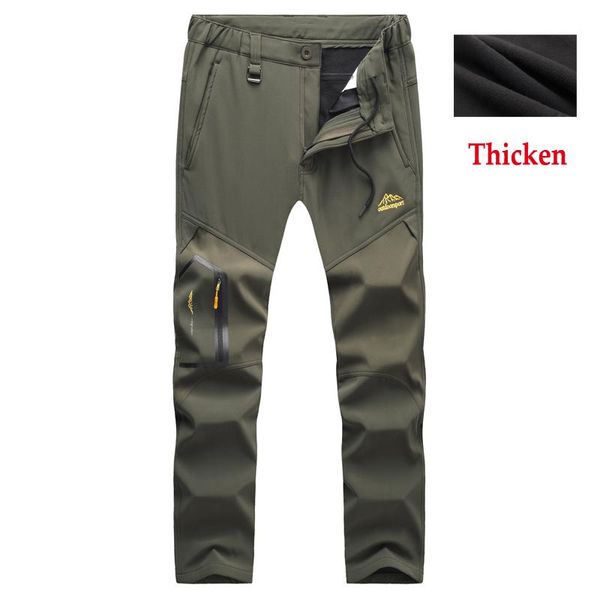 

men's pants luclesam men waterproof fleece sweatpants winter warm thicken elastic waist trousers outdoor climbing equipment us size, Black