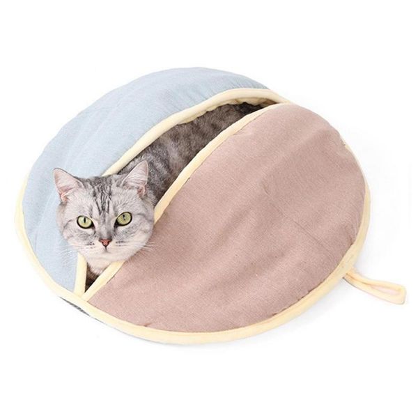 

cat beds & furniture bed plush fluffy soft sleeping bag 2-in-1 foldable round cave for cats and puppies indoor (21.6 in x 23.6