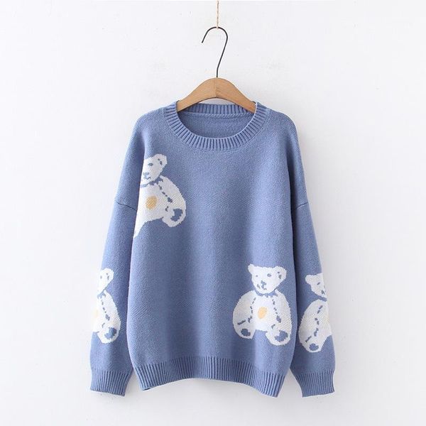

women's sweaters 3 colors-- kawaii cute bears cartoon pullover o-neck sweater female 2021 autumn winter1, White;black