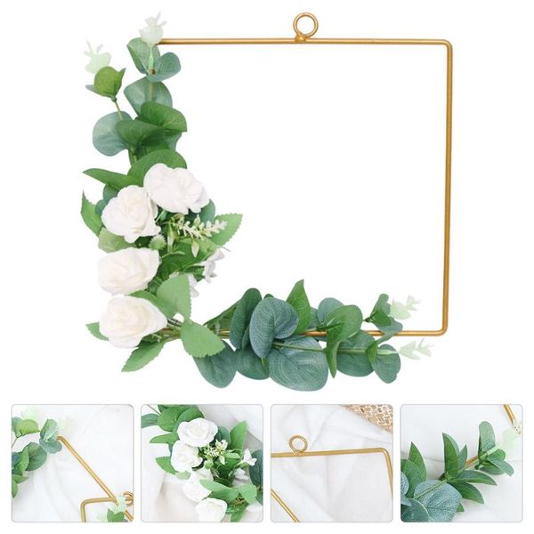 

1pc artificial wreath iron hoop garland simulation wreath ornament (white)