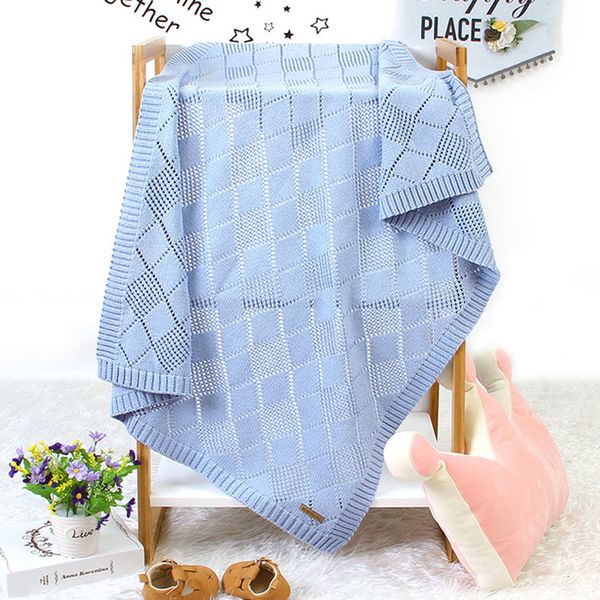

spring autumn winter infant boy girl pure color knit newborn baby quilt boys girls hold blanket black friday gnng, Blue