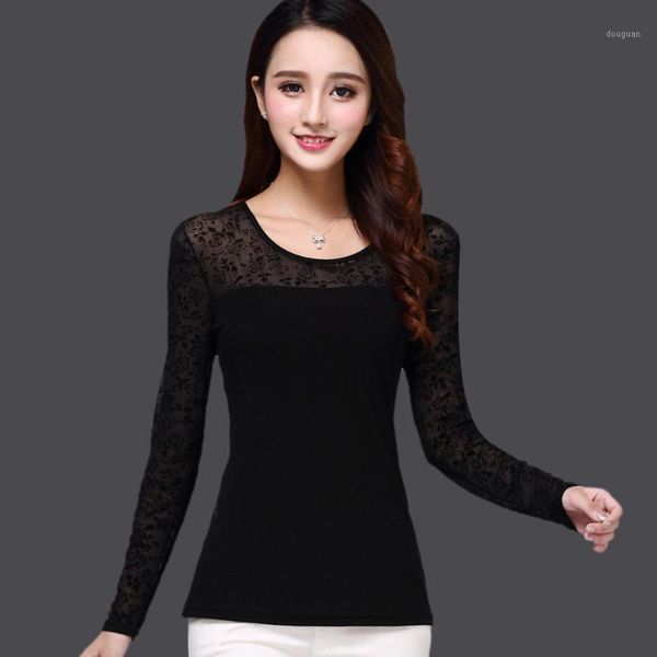 

women's t-shirt 2021 women see through transparent mesh o neck long sleeve sheer shirt ladies tee shirts autumn, White